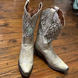 Dan Post Antique White Lace Cowgirl Boots